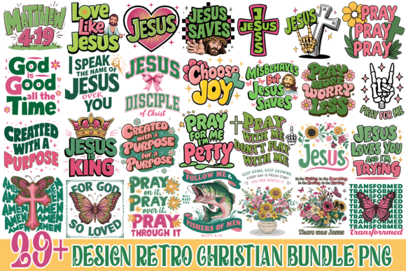 Design Retro Christian Bundle PNG: Timeless Faith Graphics