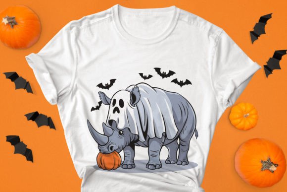Spooky Season Style: The Rhino Halloween T-Shirt Design