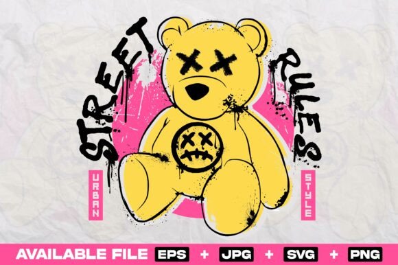 Street Rules Graffiti Bear Doll: Bold Urban Design Unleashed